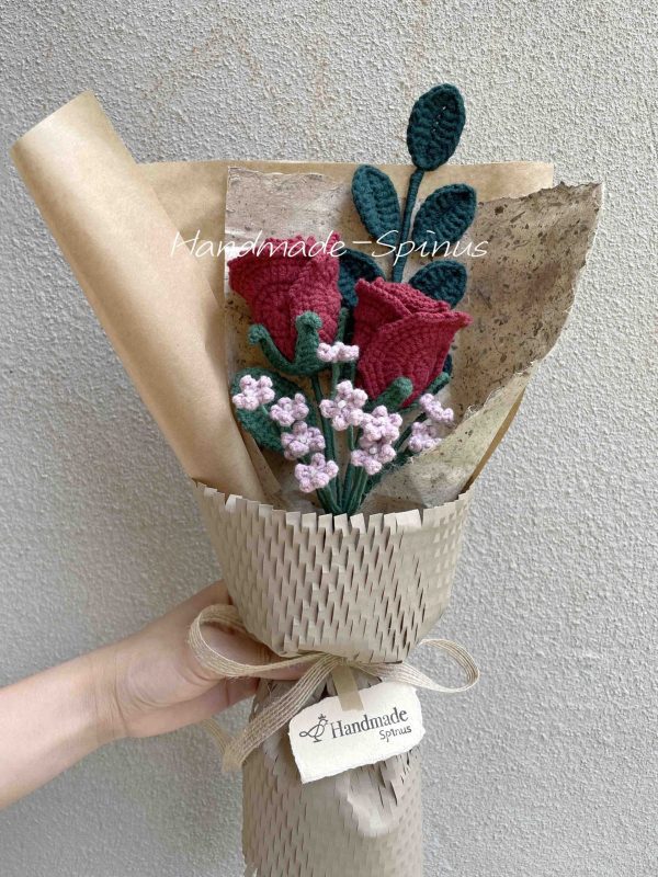 Handmade-Spinus Crochet Knit Bouquet