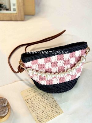 Checkerboard Crochet Knit Bag