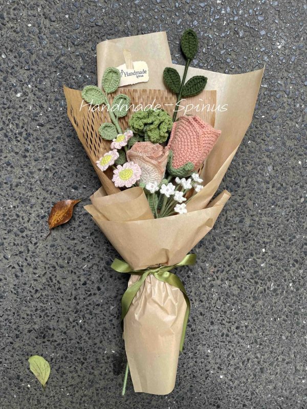 Handmade-Spinus Crochet Knit Bouquet