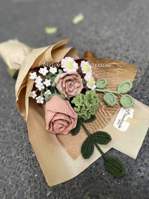 Handmade-Spinus Crochet Knit Bouquet