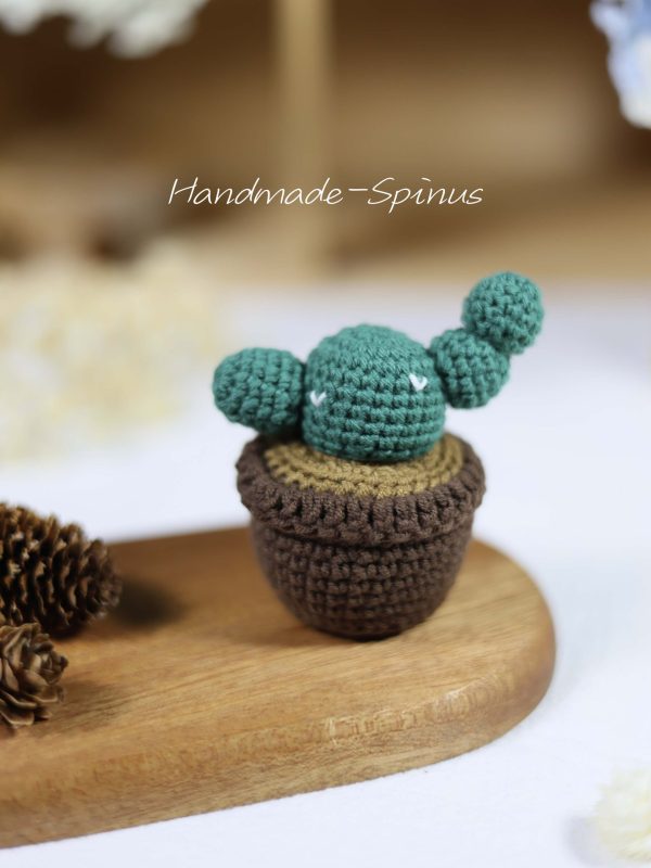 Handmade-Spinus Crochet Knit Cactus Plant Pot