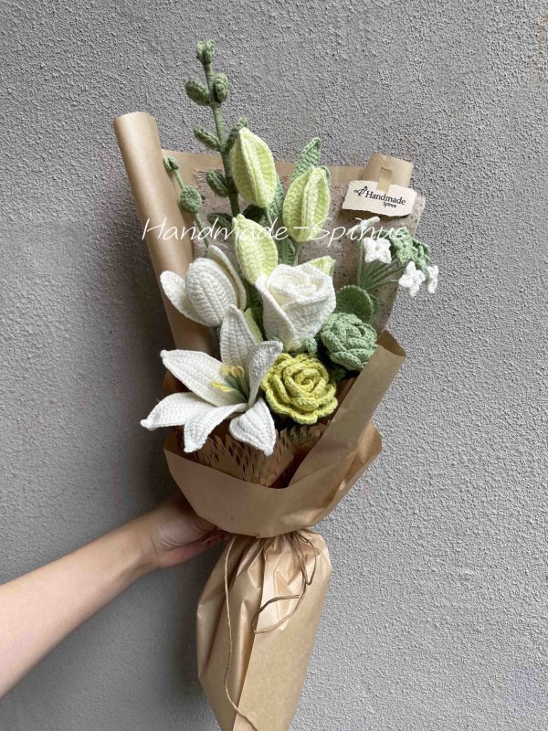 Handmade-Spinus Crochet Knit Bouquet