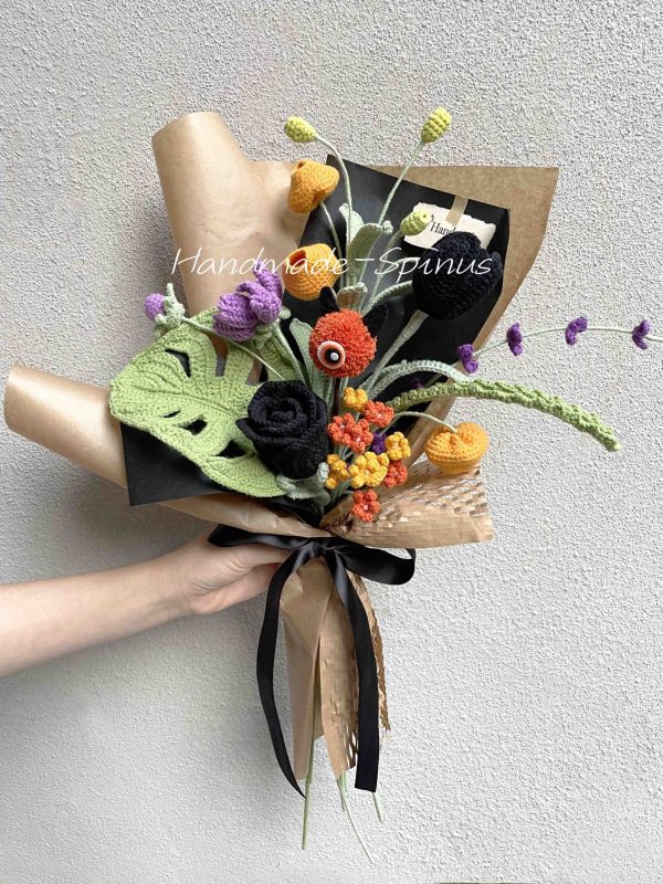 Handmade-Spinus Crochet Knit Bouquet